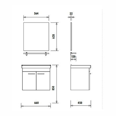 Creavit Note Banyo Dolabı Takımı Etajerli Ayna Meşe 65 cm 