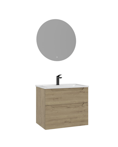 Orka Messina 65 cm Banyo Dolabı Takımı Led Aynalı Meşe