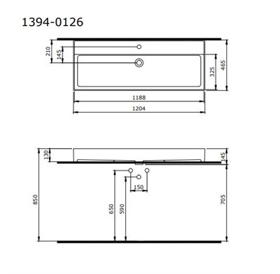 Bocchi Milano Etajerli Lavabo 120 Cm Parlak Beyaz 1394-001-0126