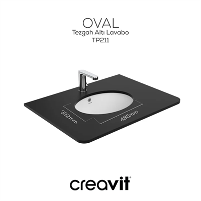 Creavit Tp211 Tezgah Altı Oval Lavabo 33X43 Cm Beyaz