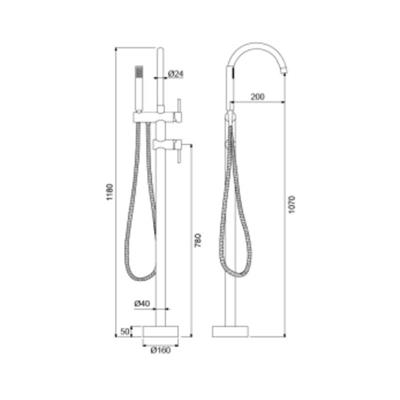 Newarc Step Yerden Banyo Bataryası Mat Siyah 900516B