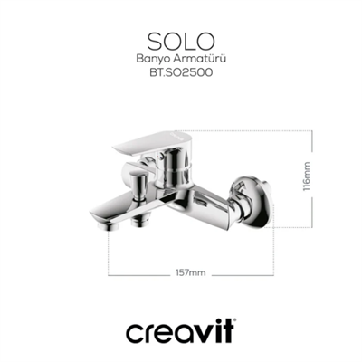 Creavit SH630 Solo İkili Duş Seti Takımı (Duş Sistemi+Banyo Bataryası)