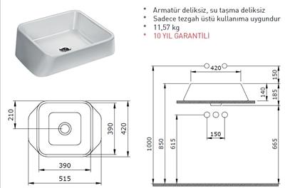 Bocchi Firenze Çanak Lavabo Parlak Beyaz 1005-001-0125