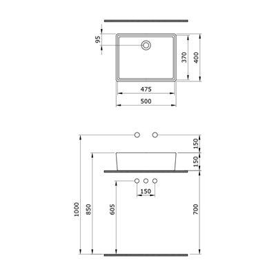 Bocchi Milano Çanak Lavabo 50 cm Gri 1215-006-0125