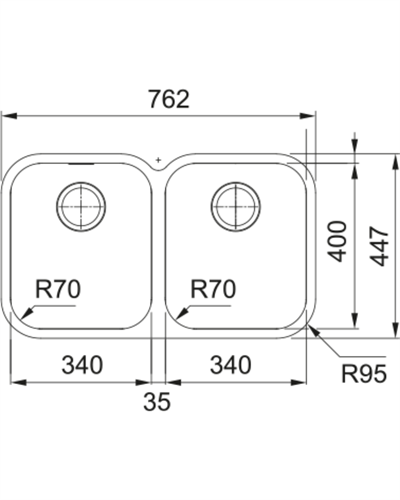 Franke SRX 120-34-34 Tezgah Altı Paslanmaz Çelik Evye
