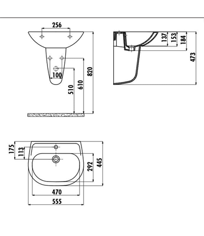 Creavit SD055 Sedef Yarım Ayak Lavabo 45X55 cm Beyaz