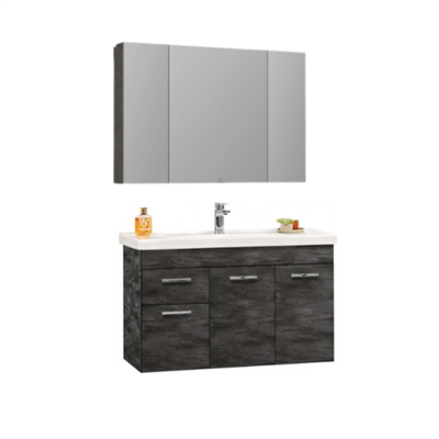 Orka Enez 100 cm Banyo Dolabı Takım Antrasit (Desenli)