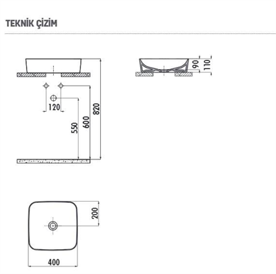 Creavit UL040 Ultra Kare Çanak Lavabo 40 cm Mat Beyaz