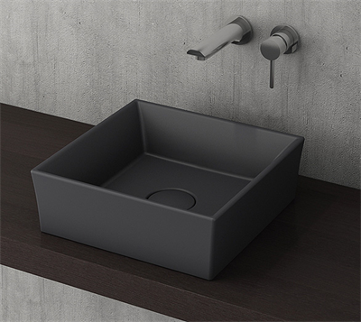 Bocchi Vessel Tezgah Üstü Lavabo 38x38 cm Antrasit 1173-020-0125