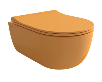 Bocchi 1417-021-0128 V-Tondo Rimless Kısa Asma Klozet ve Kapağı P.Mandalina Sarısı