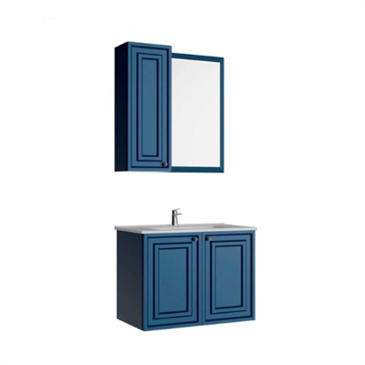 Creavit Kayra Mat Mavi Lavabo Dolabı Takımı Dolaplı 80 cm