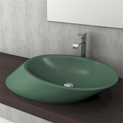 Bocchi 1013-027-0125 Vessel Yatay Çanak Lavabo 72 cm Mat Yeşil