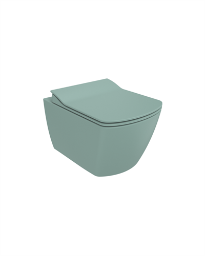 Creavit Elegant Rim-Off Duroplast Yavaş Kapanan Klozet Kapaklı Nil Yeşili Set EG321-00NY