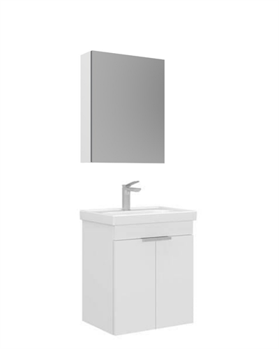 Orka Desna 50 cm Asma Banyo Dolabı Set, Düz Ayna
