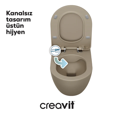 CREAVİT FE322 Free Rim-off Kanalsız Asma Klozet Cappucino Mat