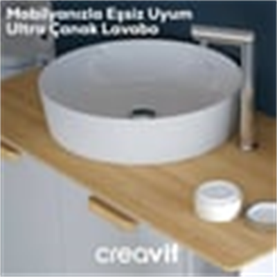 Creavit Ultra Kare Çanak Lavabo 45 Cm Parlak Beyaz UL145 