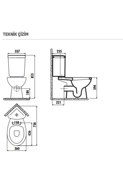 Creavit Sd310 Sedef Arkadan Çıkışlı Köşe Klozet Takımı