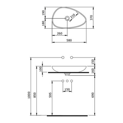 Bocchi Etna Çanak Lavabo 58 Cm Parlak Siyah 1114-005-0125
