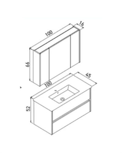 Orka Side 100 cm BANYO Dolabı Takımı Mat Beyaz