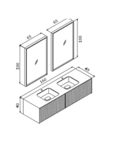 Orka Cube 160 CM Banyo Dolabı Takımı Mat Antrasit