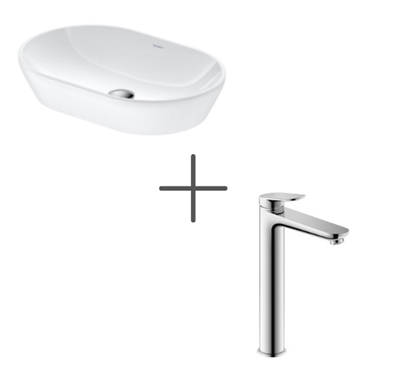 Duravit D-Neo 60 cm Çanak Lavabo Beyaz Ve Wave Lavabo bataryası XL