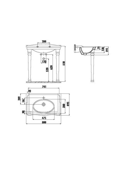 Creavit An080+kl270 Antik Lavabo Ayak 50x80 Cm Beyaz