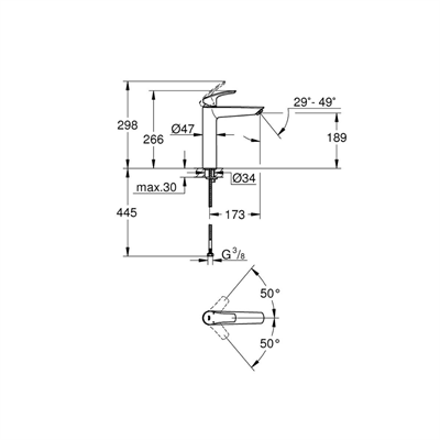 Grohe Eurosmart Tek Kumandalı Lavabo Bataryası Xl-Boyut 23971003