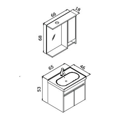 Orka Aydos 65 Cm Banyo Dolabı Takım