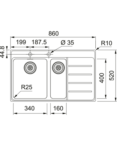 FRANKE MYTHOS MYX 251-86 TPL SAĞ DAMLALIKLI EVYE 127.0629.267
