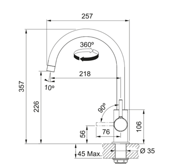 FRANKE Lina J Döner başlık Mutfak Bataryası 115.0693.228