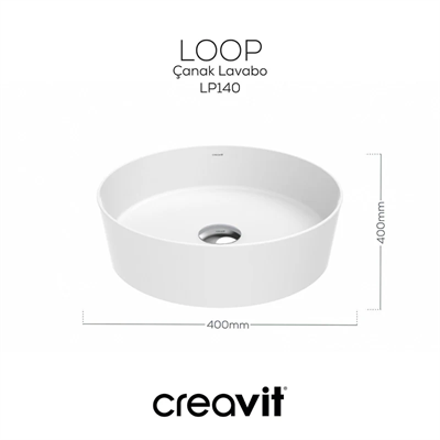CREAVİT LP140 Loop Yuvarlak Çanak Lavabo Ø40 cm