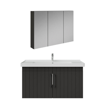 Creavit D20 Kapaklı Lavabo Dolabı Dolaplı Ayna Takımı Antrasit Lake 100 cm