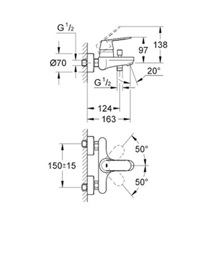 Grohe Eurocosmo Tek Kumandalı Banyo Bataryası 32831000
