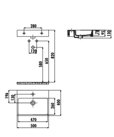 Creavit NX242-H Next 40x50 cm Lavabo ve Montaj  Aparatlı Havluluk
