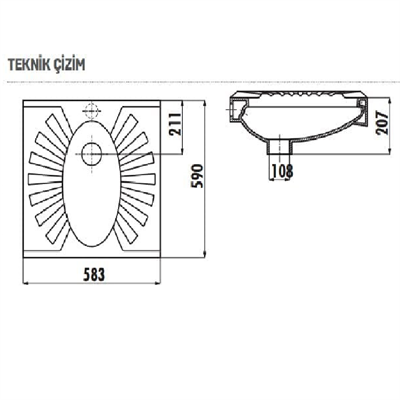 Creavit TP595 Omega Çevre Yıkamalı Tuvalet Taşı 60X60 cm Beyaz