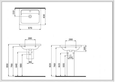 Bocchi 1004-001-0126 Taormina Pro Etajerli Lavabo 57 cm Parlak Beyaz
