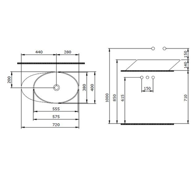 Bocchi 1013-027-0125 Vessel Yatay Çanak Lavabo 72 cm Mat Yeşil