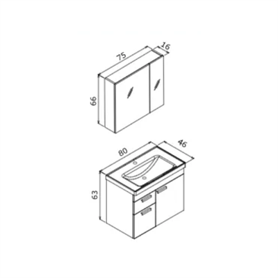 Orka Enez 80 cm Banyo Dolabı Takım Ceviz