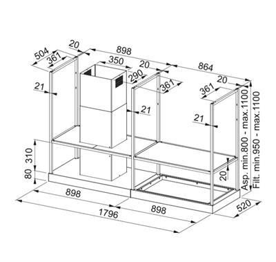 FRANKE 325.0678.073 T-Shelf Mat Siyah Raflı Davlumbaz
