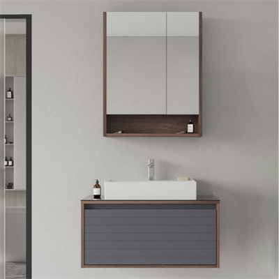 Orka Prato 80 Cm Banyo Dolabı Takımı Navaro Koyu Meşe Antrasit