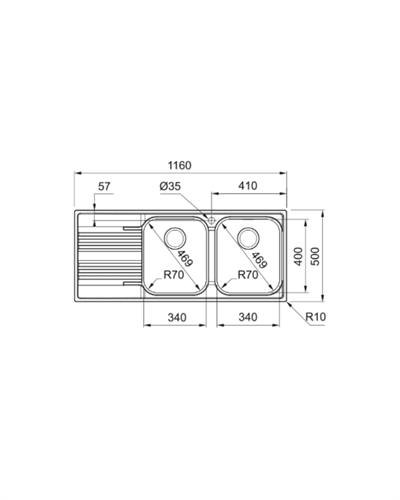 Franke Smart SRX 621 İnox Evye SOL 101.0356.896