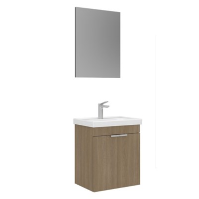 Orka Desna 50 cm Asma Banyo Dolabı Set, Düz Ayna Budva