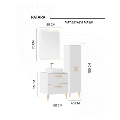 Creavit Patara Banyo Dolabı Takımı 60 cm