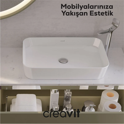 CREAVİT Loop 40x60 cm Tezgah Üstü Çanak Lavabo LP060