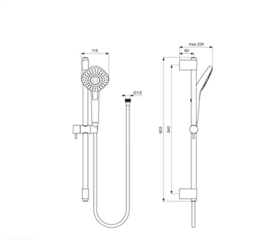 İdeal Standard B2234AA Idealrain Evo Sürgülü Duş Seti 115mm-Chrome-Diamond-60cm Sürgü 