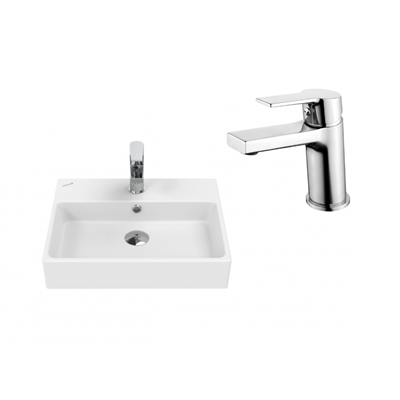 Creavit Next Tezgah Üstü Lavabo Ve Luna Armatür Seti Krom