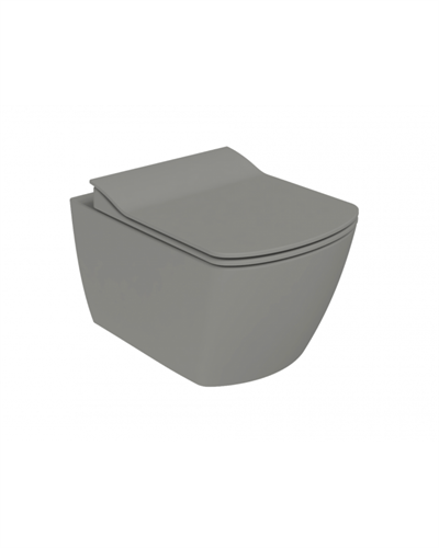 Creavit Elegant Rim-Off Kanalsız Duroplast Yavaş Kapanan Klozet Kapaklı Cool Grey Set EG321-00CG00E-0000