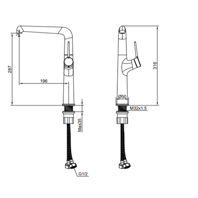 Flow Uzun Lavabo Armatürü Brush Altın FL6500BG