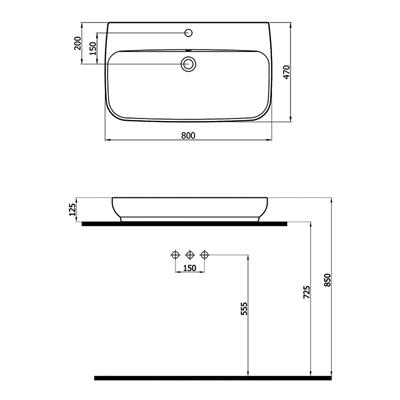 Newarc 503080 Exen Batarya Delikli Lavabo
