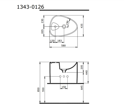BOCCHİ Etna Tezgah Üstü Monoblok Lavabo Batarya Banklı P. Beyaz